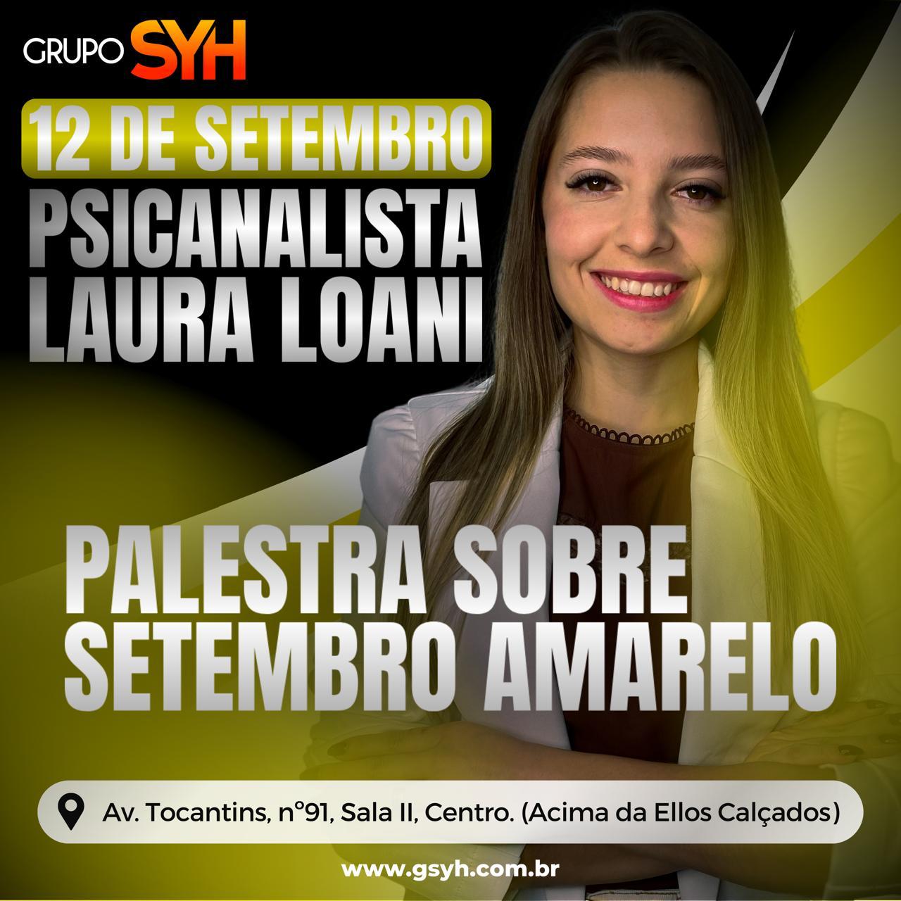 Palestra Setembro Amarelo com a psicanalista Laura Luani em 12 de setembro